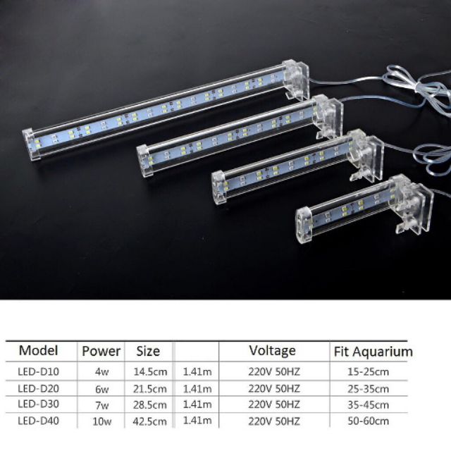 Đèn LED kẹp bể cá Xilong D30 Thiết kế thanh lịch, dễ dàng kẹp lên thành bể, Công suất nhỏ siêu tiết kiệm điện chỉ 7W