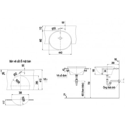 Lavabo Inax Đặt Bàn L-333V/BW1