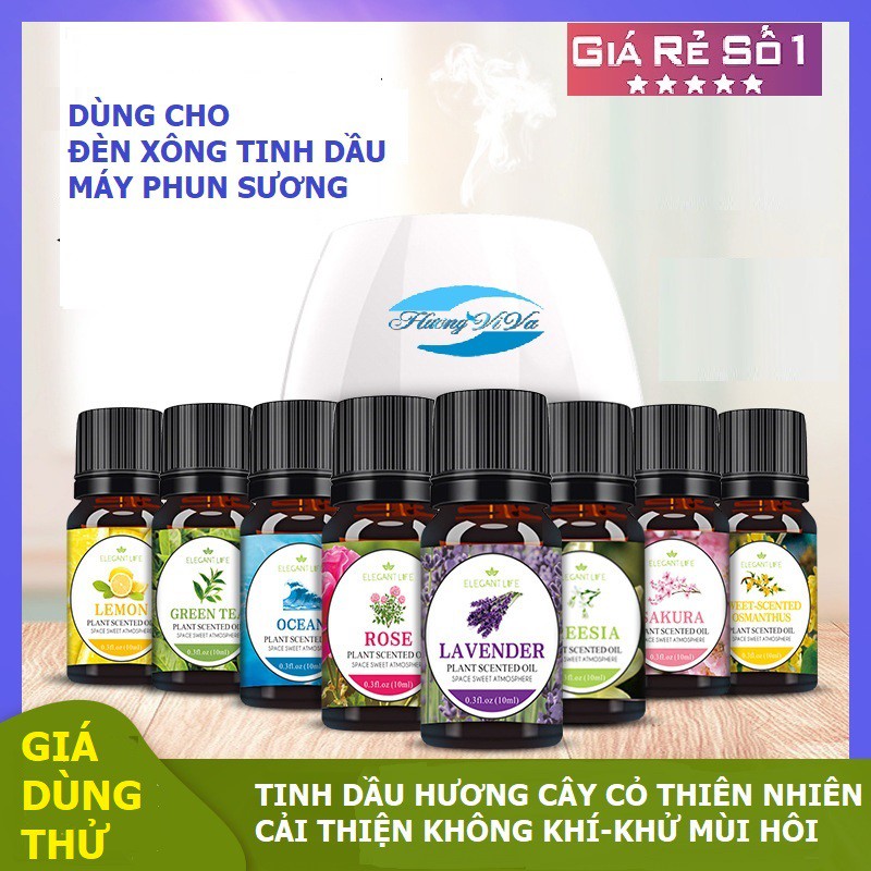 Tinh dầu thơm phòng từ thiên nhiên làm thơm thư giãn dùng cho đèn xông tinh dầu, máy phun sương dung tích 10ml nhiều mùi