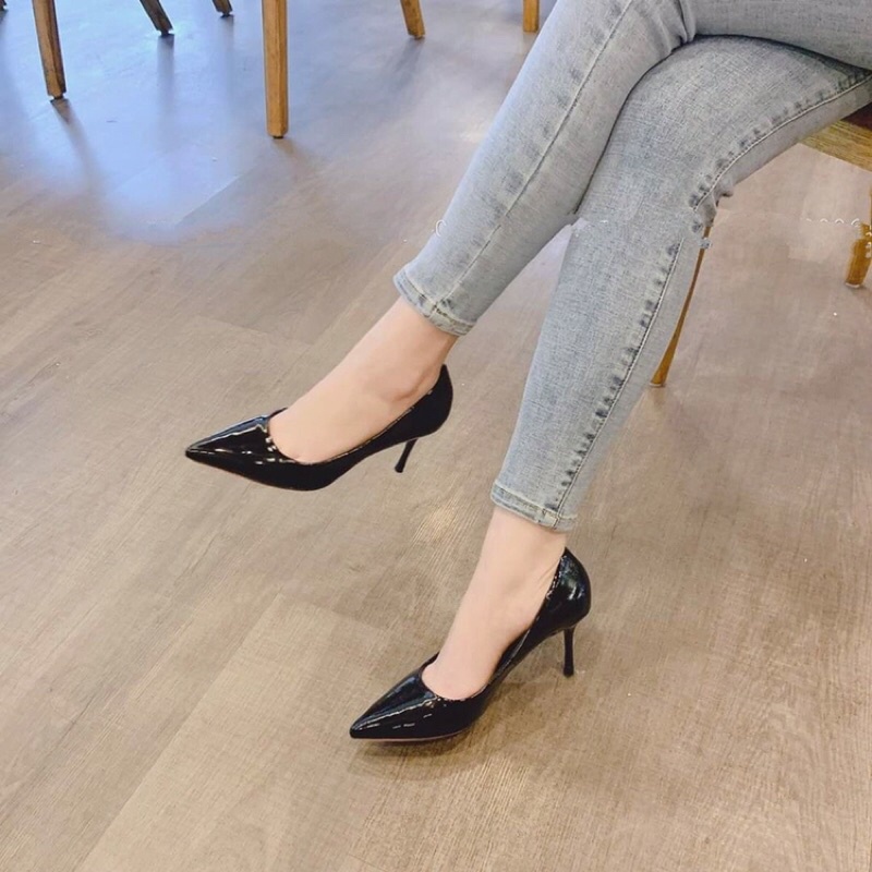 Giày cao gót nữ da bóng huyền thoại 8p max chảnh