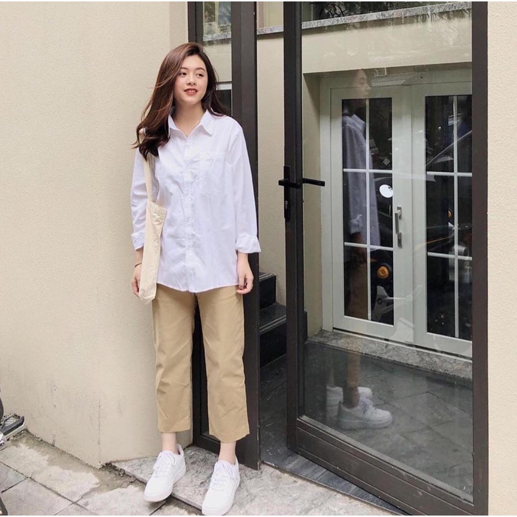 Quần Baggy kaki unisex màu ĐEN/TAN 🖤 Nam nữ unisex 🖤 Quần kaki ống suông
