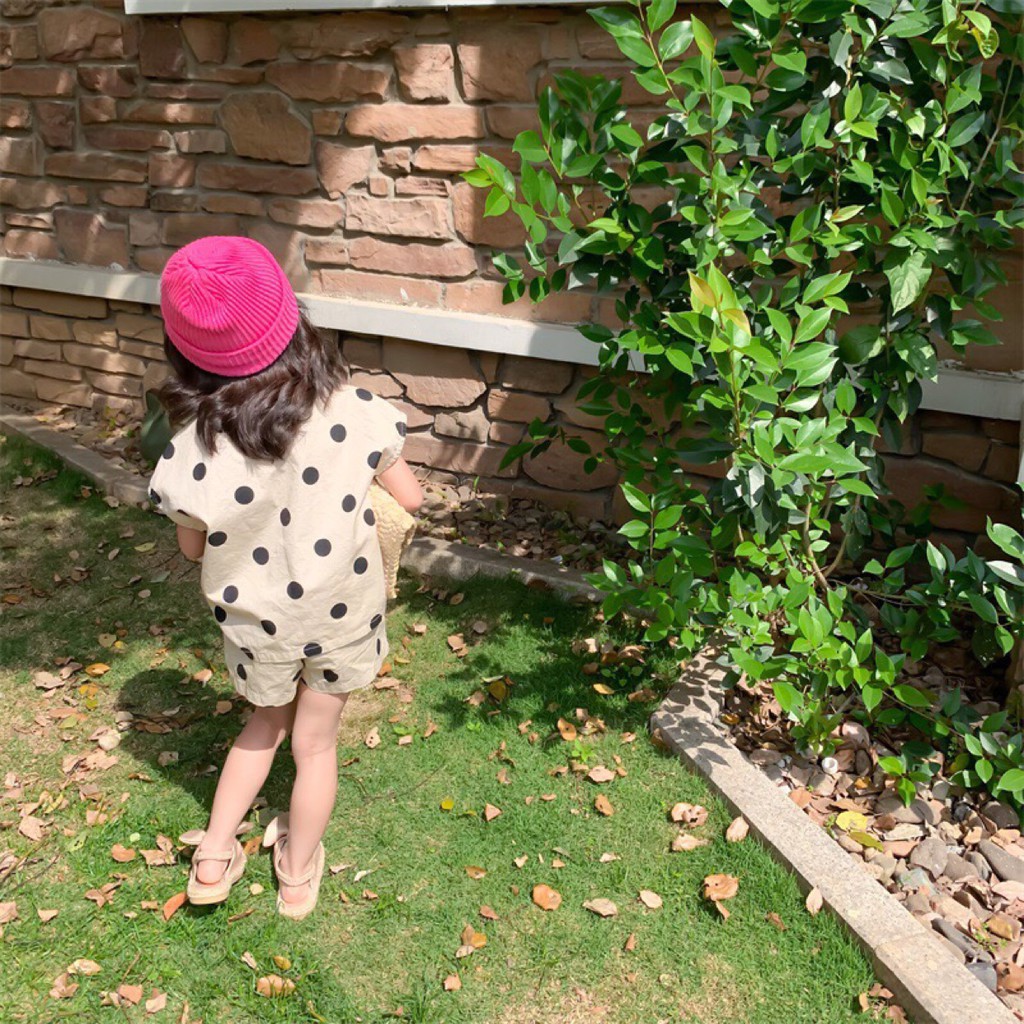 Đầm Tay Phồng Hoạ Tiết Chấm Bi Phong Cách Hàn Quốc