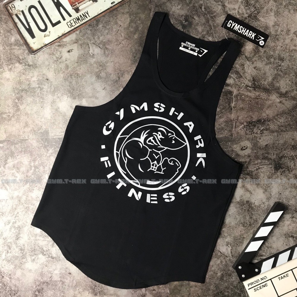 Áo tanktop tập gym nam stringer SP183, Áo ba lỗ gym thun cotton - Gym Trex