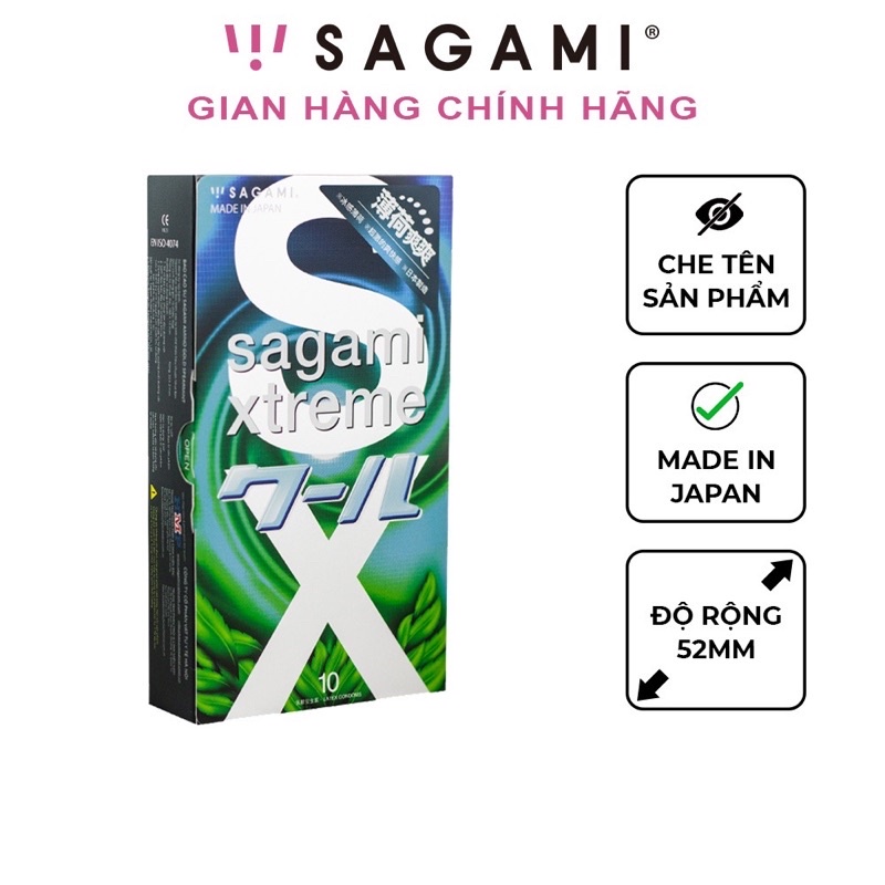 Bao cao su Sagami Spearmint - bcs hương bạc hà - kéo dài thời gian - hộp 10 chiếc