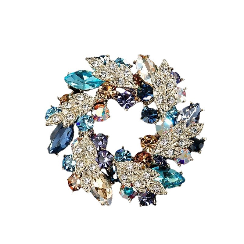 Ghim Cài Áo Hình Hoa Đính Đá Pha Lê Nhân Tạo Phong Cách Thanh Lịch Thời Trang