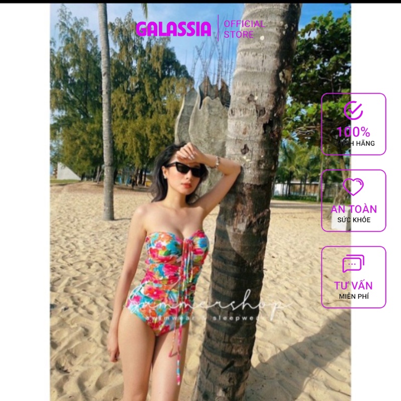 Bikini 1 mảnh đồ bơi nữ liền thân  kín đáo hoa nhí chân váy bồng bềnh đi du lịch GALASSIA