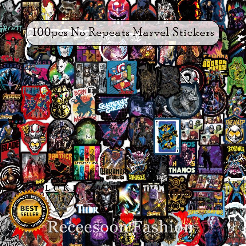 Bộ 100 miếng dán sticker siêu anh hùng Marvel Avengers trang trí