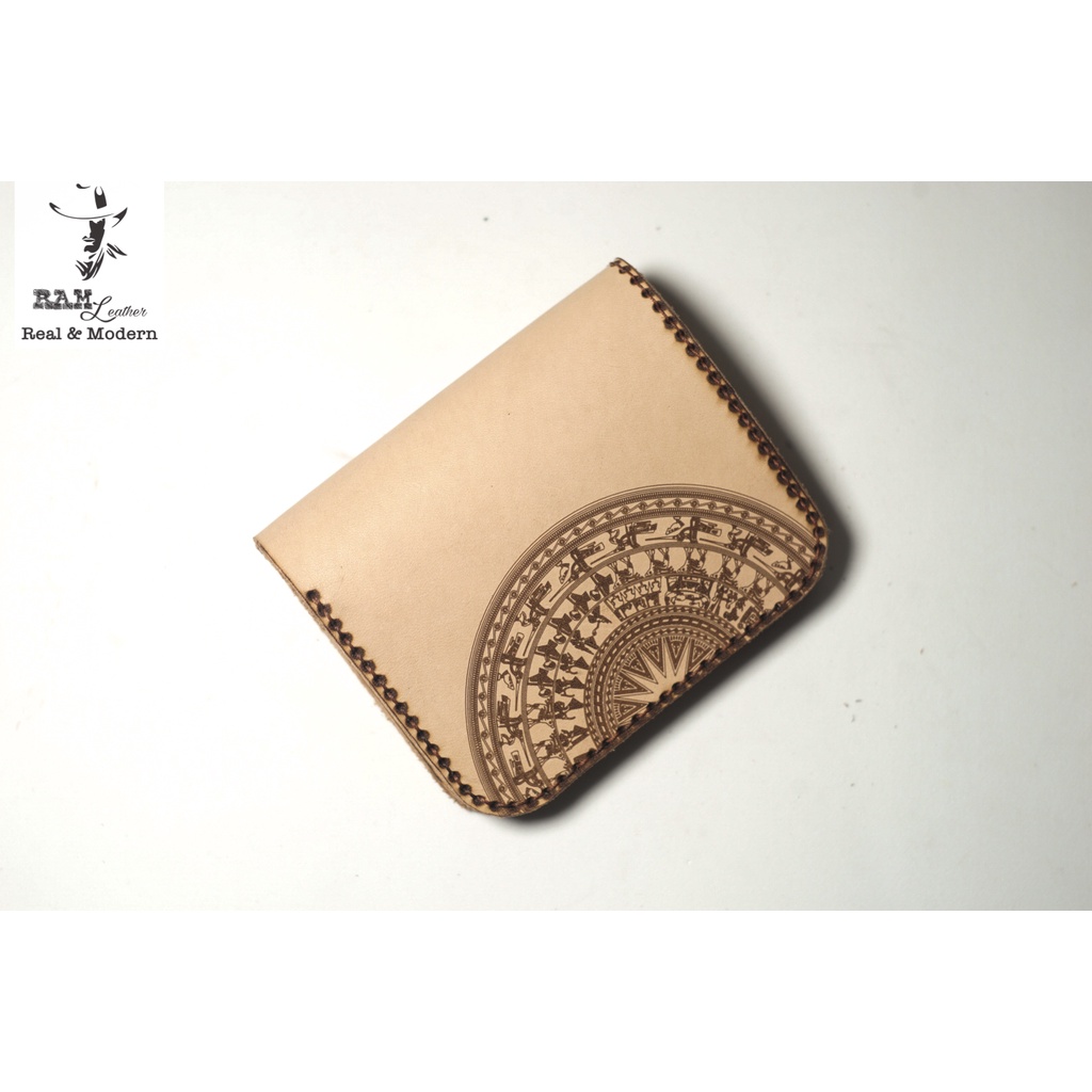 Ví nam da bò RAM Leather One Trống Đồng Việt Nam Da Bò Italia Vegtan Trắng