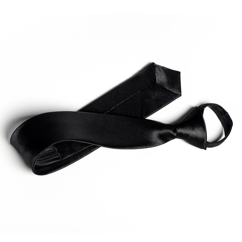 Cà Vạt Ngắn 5cm Màu Đen Có Khóa Kéo Dành Cho Nam Nữ