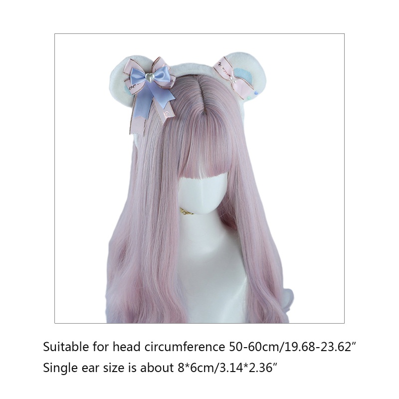 Cài tóc tai gấu đính hoa hồng phong cách Lolita xinh xắn