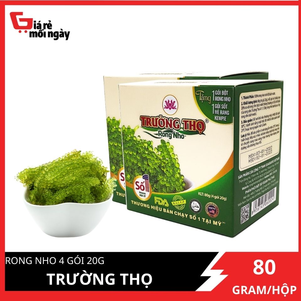 Combo 2 Hộp Rong Nho Trường Thọ 1 Hộp 4 Gói 20g Thương Hiệu Bán Chạy Số 1 Tại Mỹ