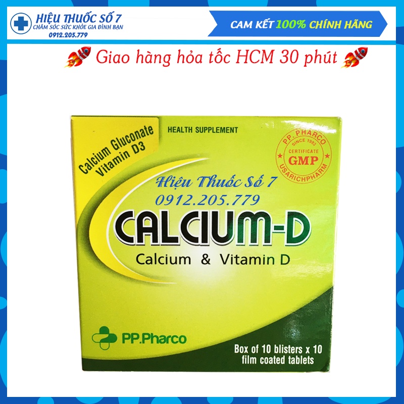 Calcium-D Bổ sung Calci và Vitamin D3 cho cơ thể, hỗ trợ xương và răng chắc khỏe vỉ 10 viên