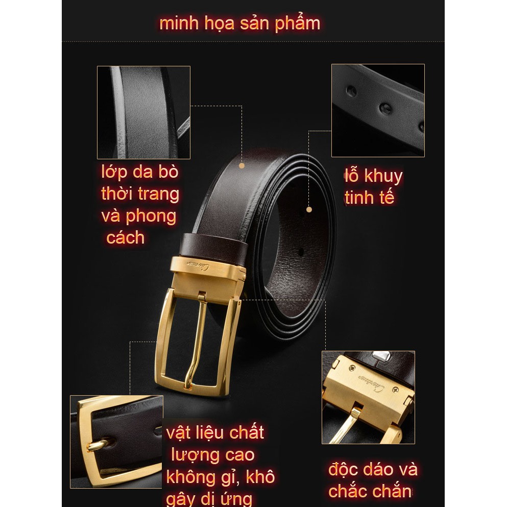 Thắt Lưng Nam Khóa Kim Cao Cấp Dây Nịt Nam Da Bò 100% Chính Hãng Ciartuar Mầu Vàng Bạc Nam Tính.