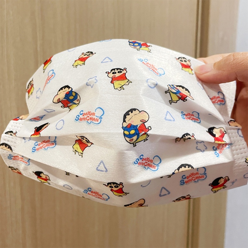 Set 10 / 20 / 30 / 40 / 50 Khẩu Trang 3 Lớp In Hình Cậu Bé Bút Chì Shin-chan Dễ Thương