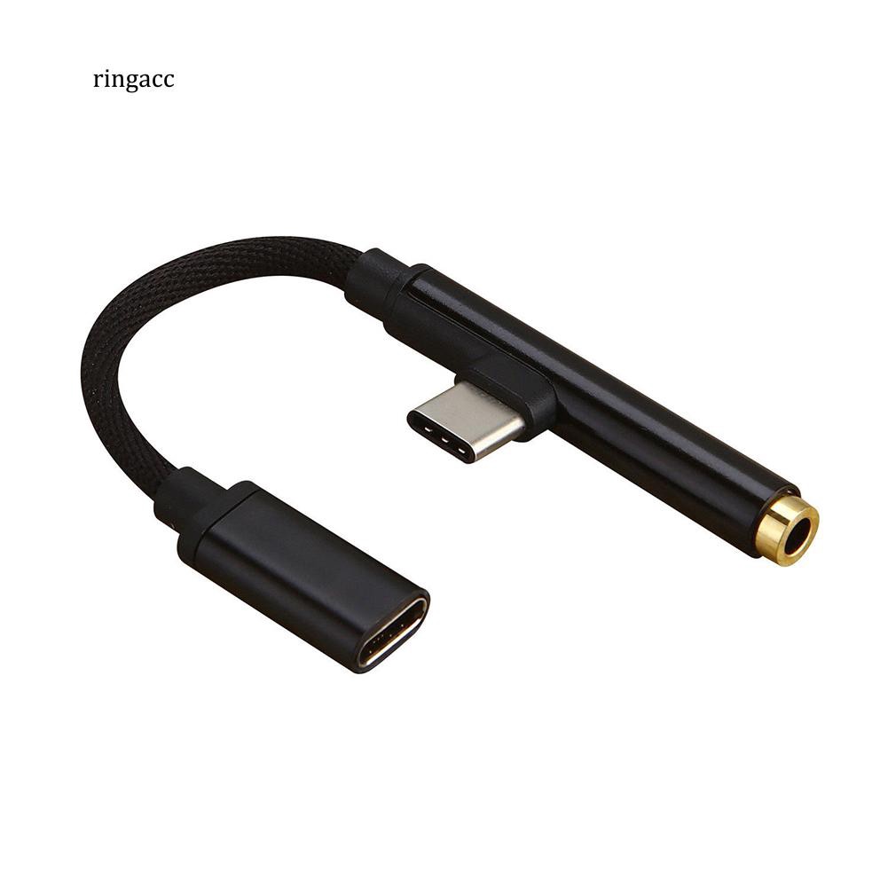 Cáp chuyển USB Type-C sang jack 3.5mm thiết kế 2 trong 1 hỗ trợ vừa sạc vừa nghe nhạc