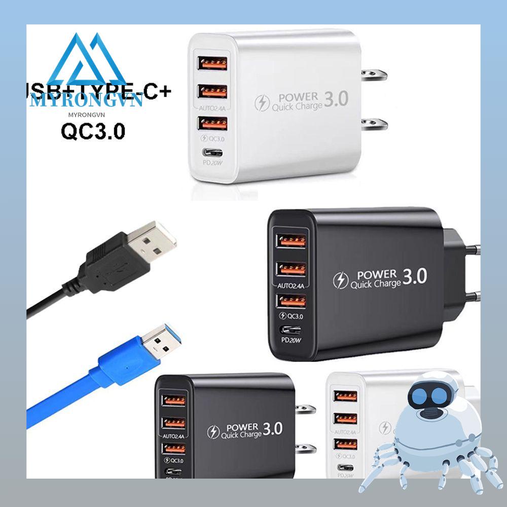 Bộ Sạc Nhanh USB + TYPE-C + QC3.0 Chất Lượng Cao