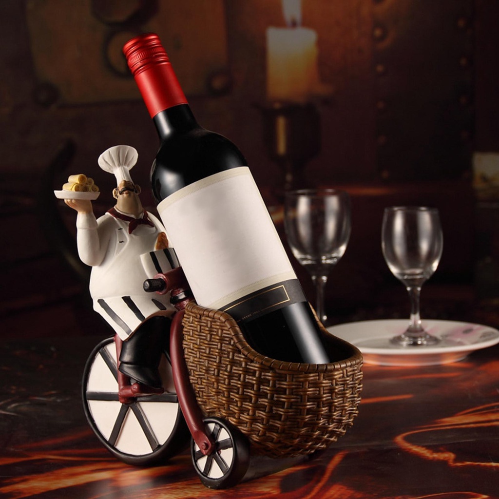 Giá đỡ chai rượu vang trưng bày hình đầu bếp