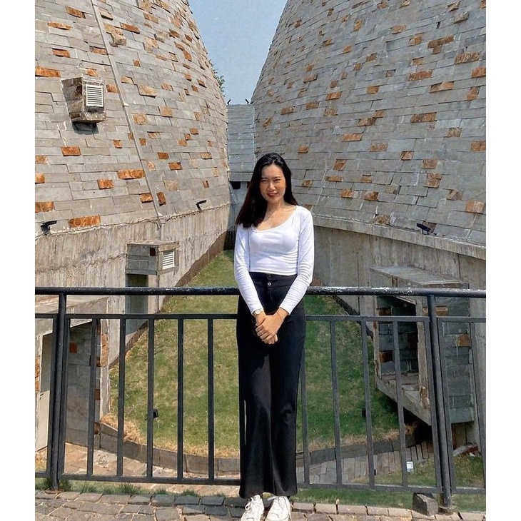 Quần Jean Giấy Ống Loe PEONYB Nữ [FREESHIP]  Kaki jeans thiết kế 2 cúc dọc dáng đứng, culottes body dài đẹp Ulzzang