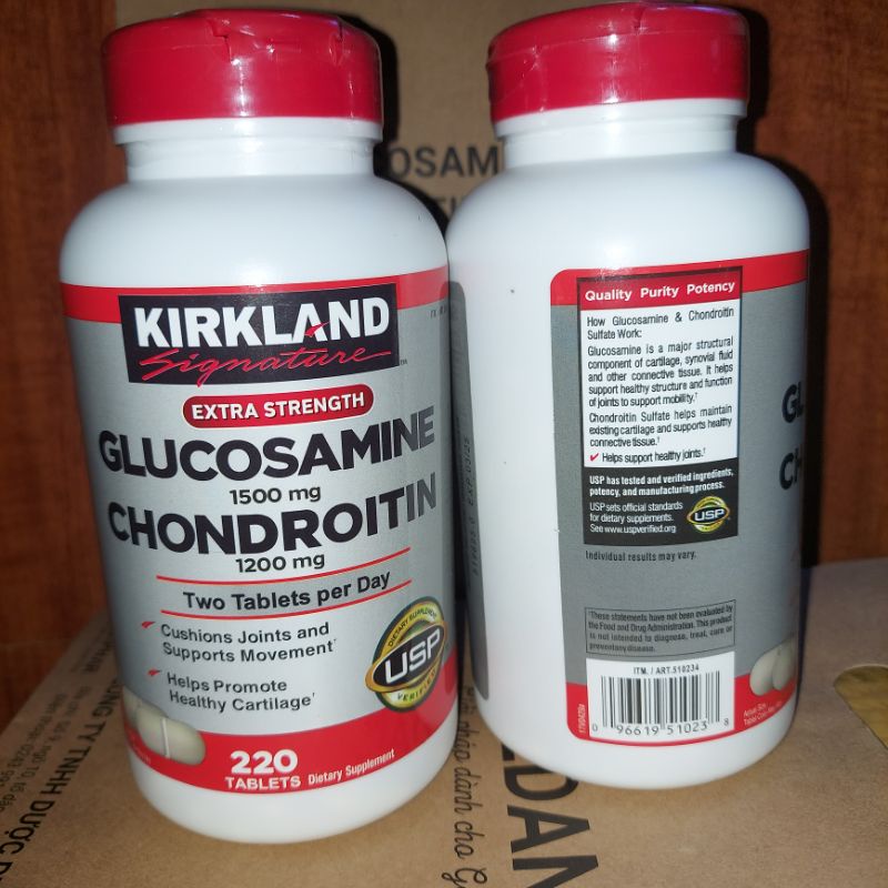 《Date 2026 combo 2 hộp》Glucosamine 1500mg Chondroitin 1200mg Kirkland 220 viên