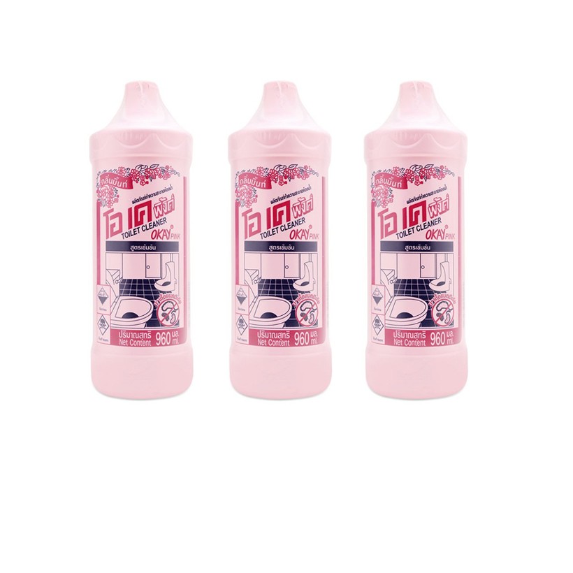 Combo 3 chai nước tẩy rửa Toilet và nhà vệ sinh Okay Pink thái lan dạng  chai 960ml giảm chỉ còn 135,000 đ