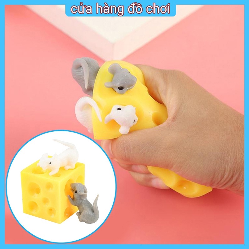 Đồ chơi bóp dẻo hình chú chuột và phô mai vui nhộn giải tỏa căng thẳng