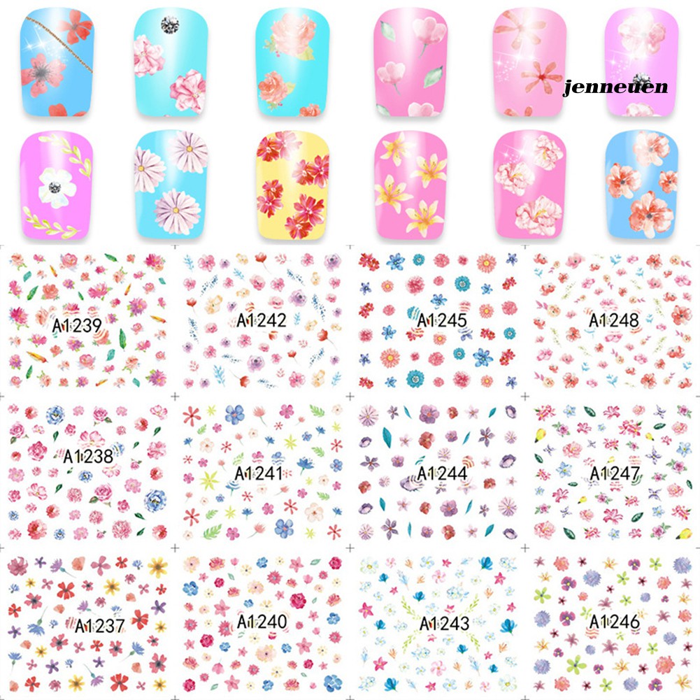 Set 12 Tấm Miếng Dán Trang Trí Móng Tay Không Độc Hại