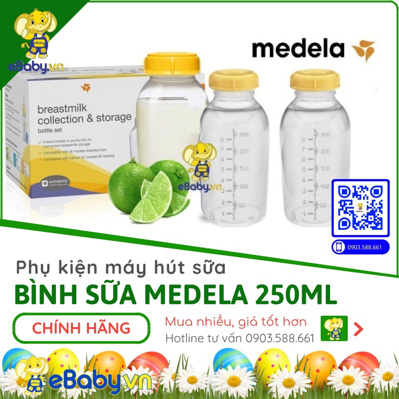 Bình Sữa Medela 150ml và 250ml-  HÀNG CHÍNH HÃNG - Bình chứa trữ sữa mẹ 150ml,  250ml (Dùng cho mọi loại máy của MedeIa)