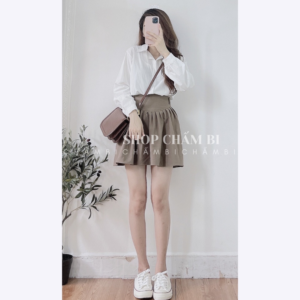 Áo sơ mi trắng A.258, Áo sơ mi form rộng cổ đức đuôi tôm dài tay thắt nơ nhỏ hai bên hông cách điệu style Hàn Quốc