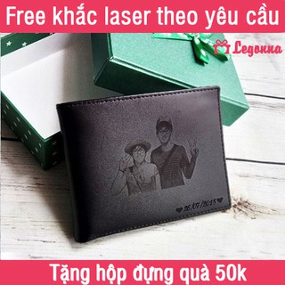 Quà sinh nhật cho nam, bạn trai, chồng, người yêu - Ví da khắc tên Leorno VM01 - Free khắc chữ, hình + Tặng hộp đựng quà
