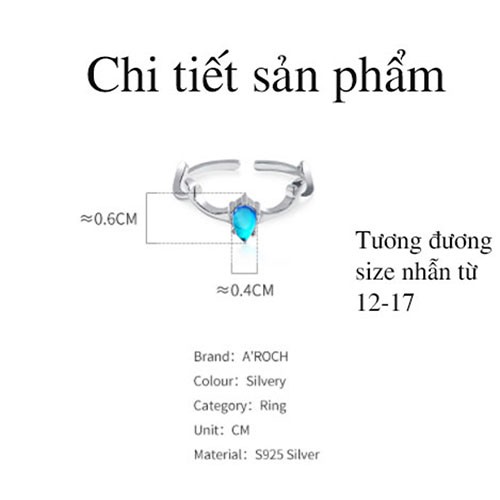 Nhẫn nữ hở Freesize bạc Ý s925 J4782 - AROCH Jewelry