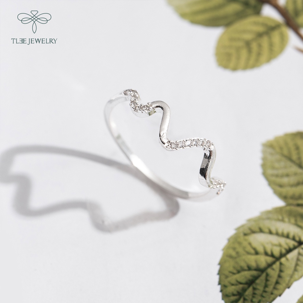 Nhẫn bạc nữ TLEE gắn đá nhỏ kiểu dáng lượn sóng cách điệu NCJ A0189