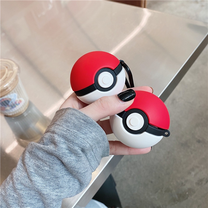 Vỏ Bảo Vệ Hộp Sạc Tai Nghe Baseus WM02 Không Dây Bằng Silicon Hình Quả Bóng Pokemon 3D
