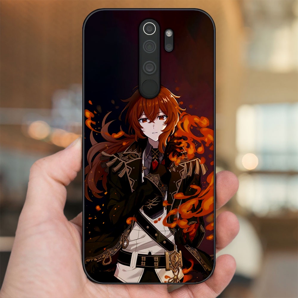 Ốp lưng Xiaomi Redmi Note 8 Pro viền đen in hình Diluc Genshin Impact