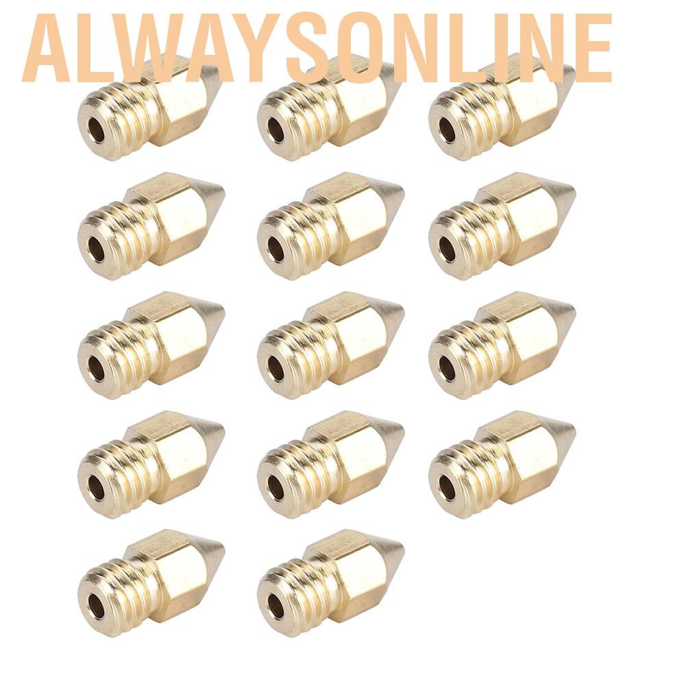 Alwaysonline 14Pcs 3D Printer Nozzle Extruder Brass Print Head 0.2/0.3/0.4/0.5/0.6/0.8/1mm