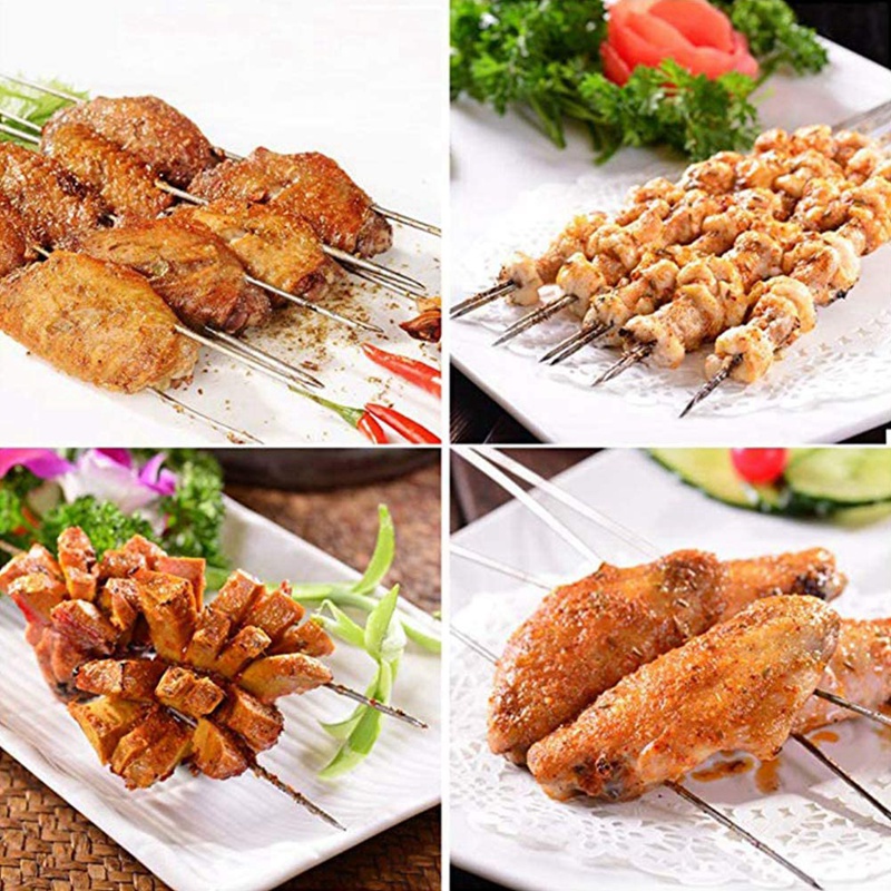 Bộ 50 Que Xiên Thịt Nướng BBQ Bằng Thép Không Gỉ 15.7 Inch