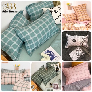 Combo 2 vỏ gối nằm bèo phong cách hàn quốc - vỏ gối nằm viền kẻ sz to 50x70cm