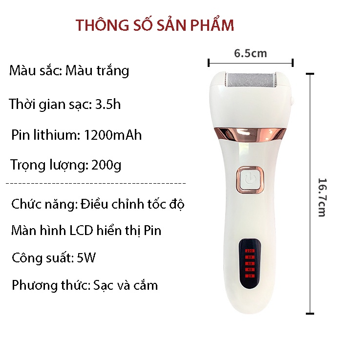 Dụng Cụ Chà Gót Chân 2022 Tẩy Tế Bào Chết Chuyên Dụng, Máy Mài Gót Chân 3 Chế Độ Hiển Thị màn hình LCD Cao Cấp