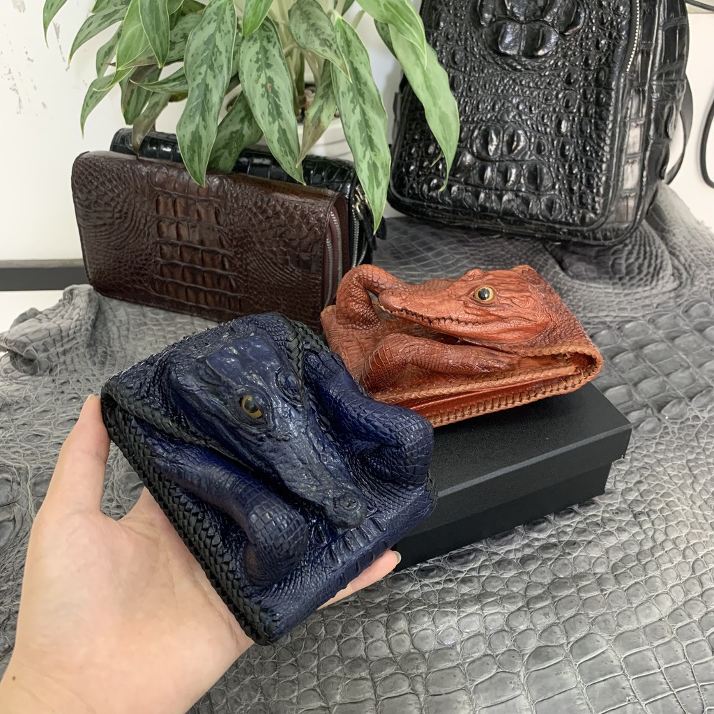 Ví nam da cá sấu nguyên con NGƯỜI SÀNH DA- Hàng tận xưởng , bảo hành 6 tháng