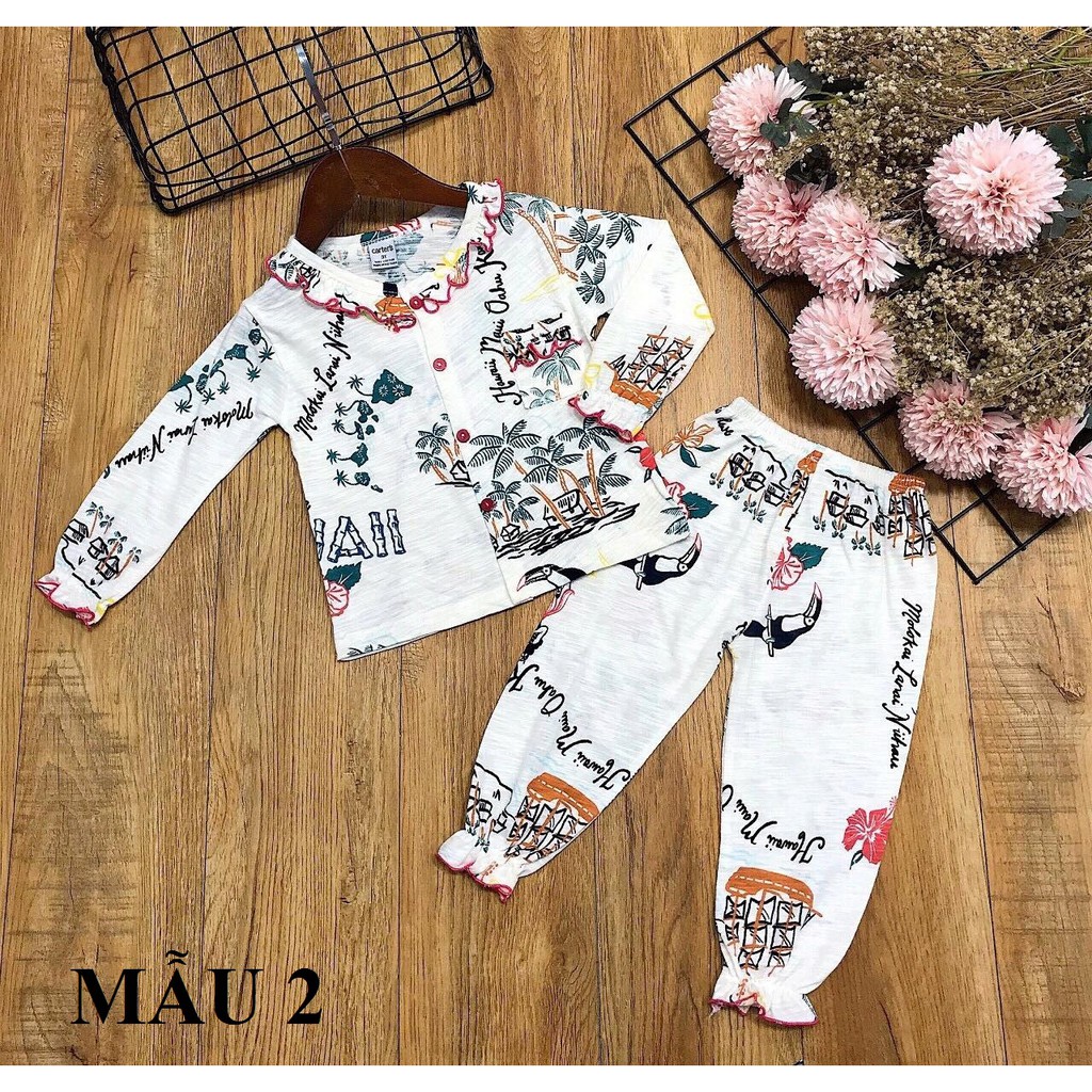 [Mã FAMAYFA2 giảm 10K đơn 50K] Bộ đồ ngủ mặc nhà Pijama dài tay thun cotton cho bé gái (12~24kg) - HIROKIDS