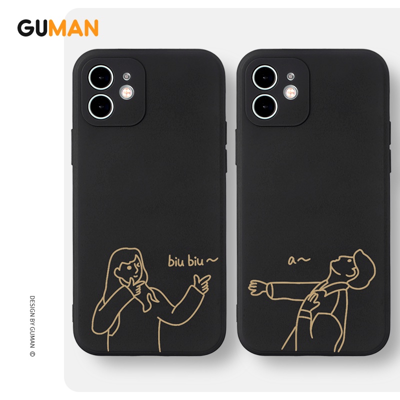 Ốp lưng GUMAN mềm chống bẩn cặp đôi dễ thương đẹp cho iPhone 14 13 12 11 Pro Max SE 2020 X XR XS 8 7 ip 6S 6 Plus kute B262
