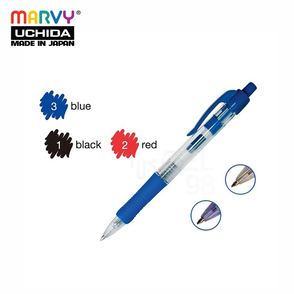 Combo 4 Bút bi bấm mực Đức Marvy Uchida RB7 ngòi 0.7 mm