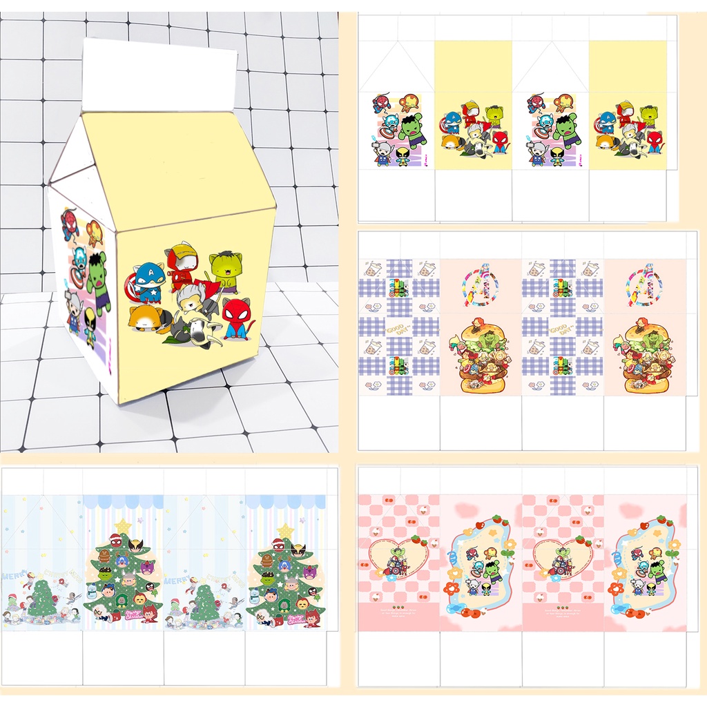 Hộp quà siêu anh hùng HQSI41 hộp quà hộp sữa cute hộp dễ thương hoạt hình 18*10*10cm