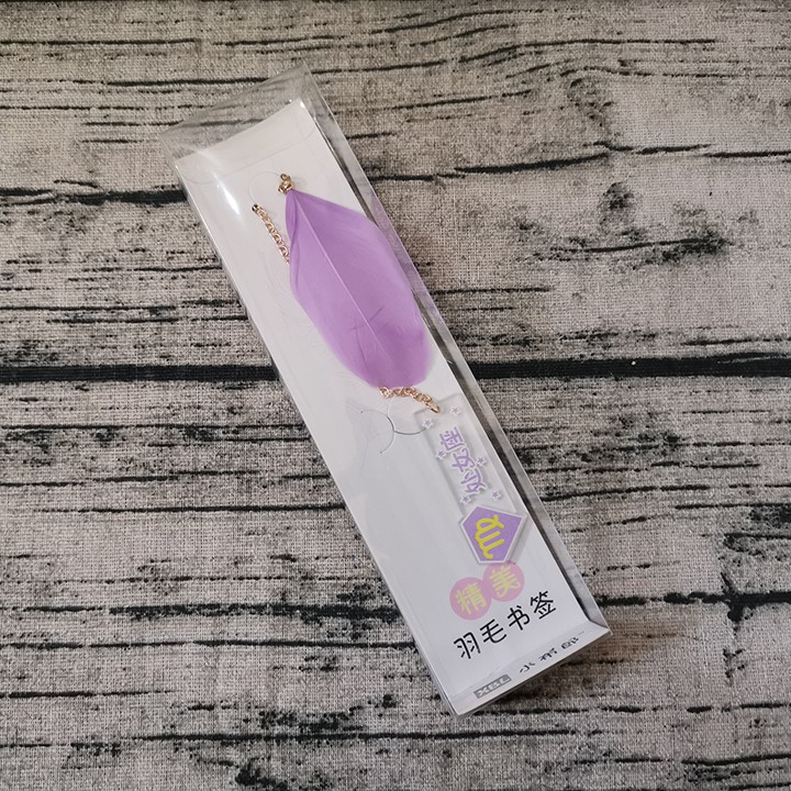 HCM - Bookmark lông vũ pastel kèm tag nhựa chòm sao, bông sakura