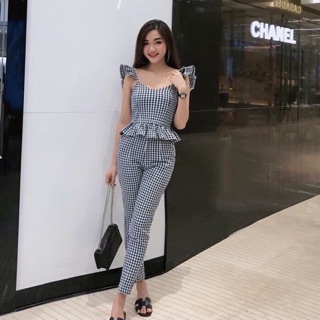 Sét áo cánh tiên + quần Tây caro hàng thiết kế kèm ảnh thật