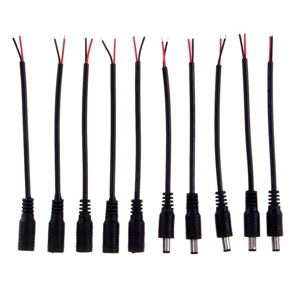 Bộ 5 Cặp Dây Cáp Nối Dc Led 15cm Dài 5.5x2.1mm 12v Nhiều Màu Sắc
