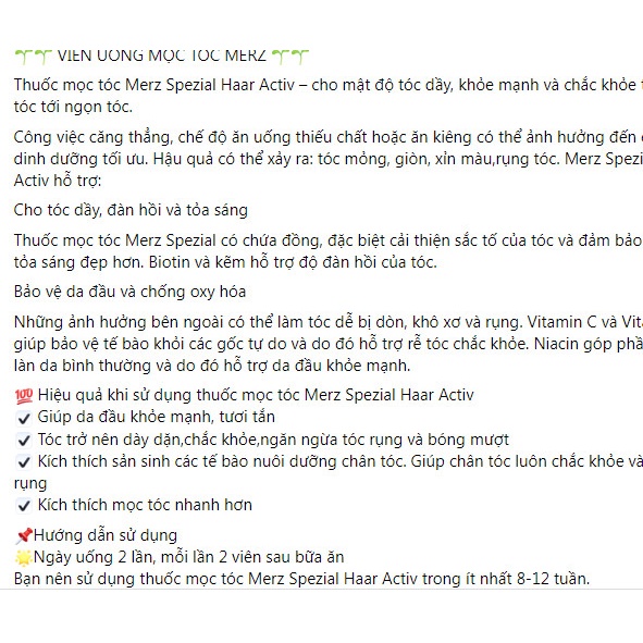 Viên uống hỗ trợ mọc tóc Merz Spezial 120 viên