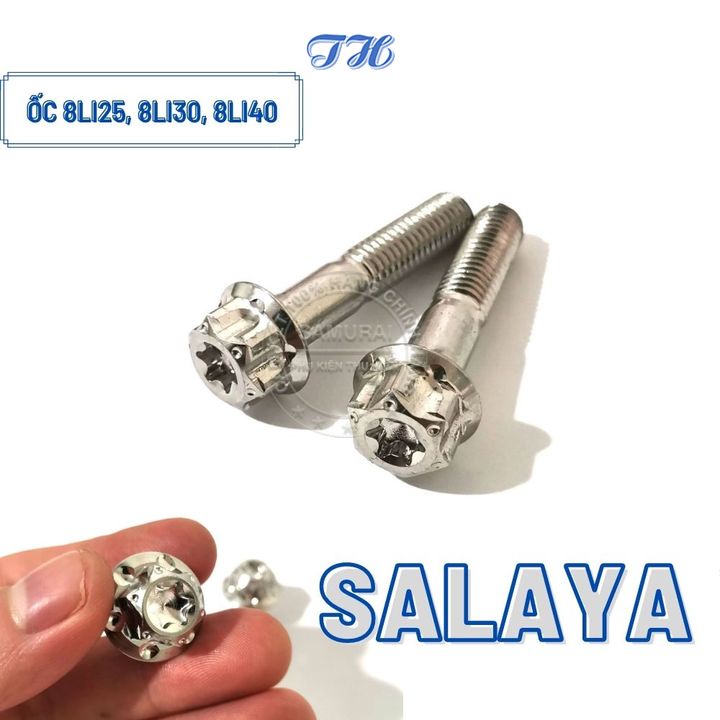 Ốc Salaya inox  8li25, 8li30, 8li40 đầu trụ gắn pát heo, gác chân và gắn nhiều vị trí trên xe
