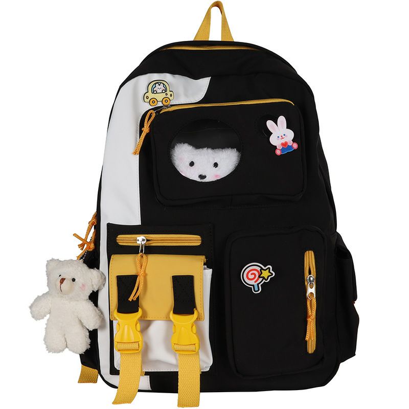 (Tặng kèm 1 sticker) Balo ulzzang đi học chống thấm nước - Gấu phối