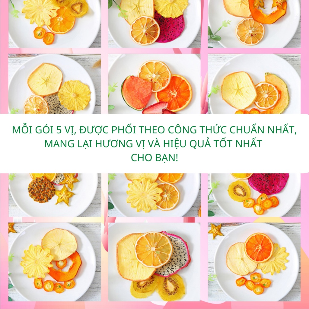 Trà Detox hoa quả sấy lạnh Robimart set 30 gói VIP - Tặng kèm hộp, bình nhựa Pongdang 1 lít, túi vải, mật ong, đường