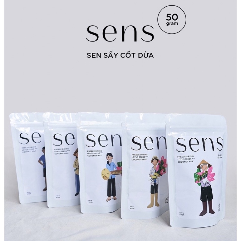 [Đất Phú Farm]. SENS - Sen sấy cốt dừa Túi 50G - Hạt ăn liền, ngọt nhẹ, hương thơm dịu nhẹ từ Sen và nước cốt dừa